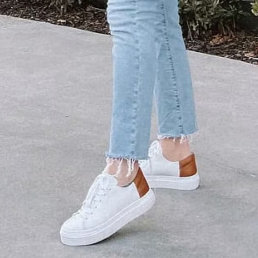 Able White and Brown Women's Sneakers